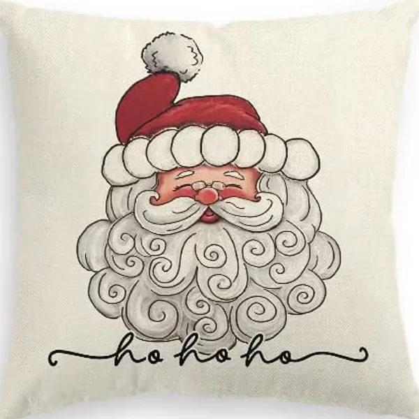 Merry Christmas Decor Cushion Cover 45x45 cm Pillow CaseCartoon Reindeer Santa Claus Printed Throw Pillowcase Linen Pillow Cover