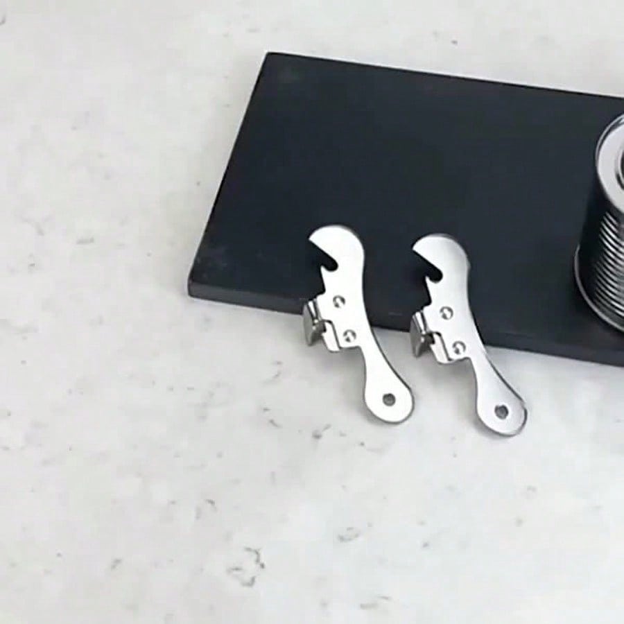 A Stainless Steel Manual Can Opener, Multi Function Can Opener With Ergonomic Grip, Integrated Cap Opener, Kitchen Tools