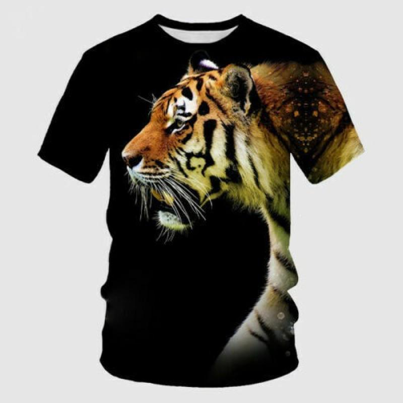 Mens Breathable Quick-Dry Short Sleeve T-Shirt With 3D Digital Print Loose Fit Cotton-Blend Sports
