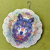 Fox Themed Metal Wind Chime 10 Inch Laser Cut Outdoor Garden Decor with Vibrant Blue Purple Artwork 360 Degree Rotation Hook Indoor