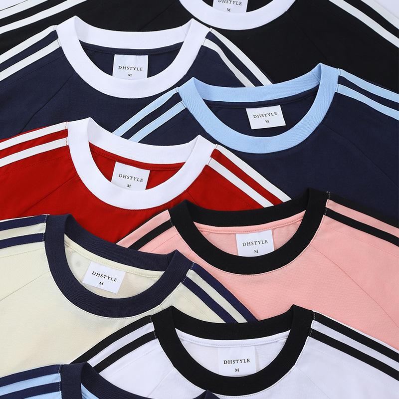 Sommerreines Baumwoll-Kurzarm-T-Shirt, Lockeres T-Shirt im Hongkong-Stil, Reines Baumwoll-Halbarm-Herren-Reines Baumwoll-Kurzarm-T-Shirt