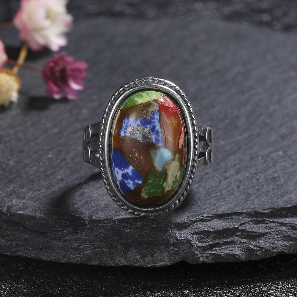 CopperLarge Stone 11x17MM Natural Labradorite Tiger Eye Ring for Women Fine Jewelry Party Wedding Anniversary Gift