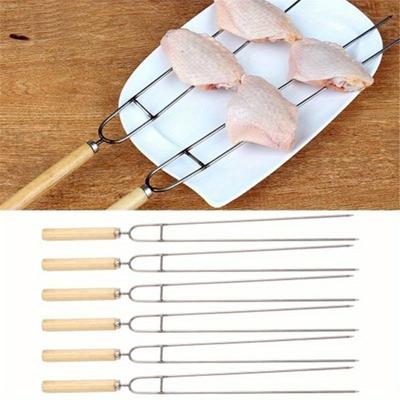 6 sztuk/zestaw narzędzi do grilla ze stali nierdzewnej, grill mięsny, widelec w kształcie litery U, gotowanie na świeżym powietrzu, uchwyt na kukurydzę, narzędzie do grillowania