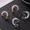 Imitation Zircon Dangle Earrings For Women Stainless Steel Twisted U Shape Drop Earrings Waterproof Wedding Female Zircon