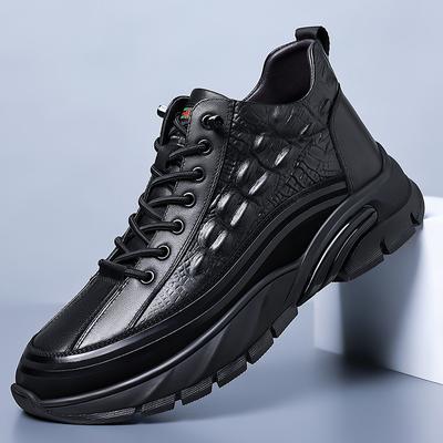 Mode Echtes Leder Herren Arbeitsschuhe zum Schnüren Outdoor Sport Rutschfest High-Top Wanderschuhe für Herren schwarze Schuhe Herren Sneaker