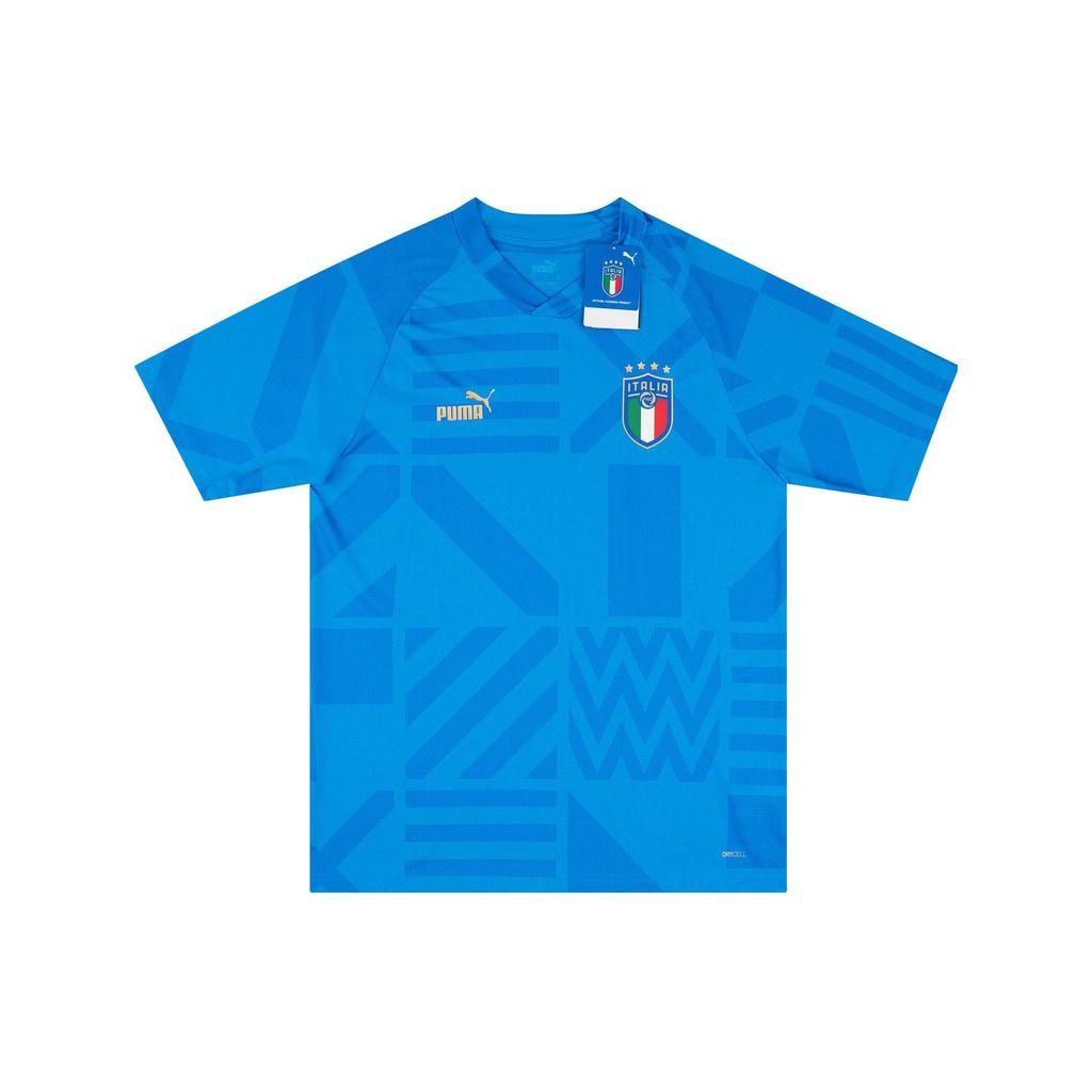 Puma Logo Print Training Short Sleeve T-Shirt 2022-23 Season Italy National Team Men Tops Blue 767050-17