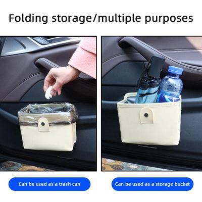 Car Trash Can Multifunctional Foldable Hanging  Tissue Water Bottles Phone Umbrellas  Storage Box Garbage Organizer Car Supply