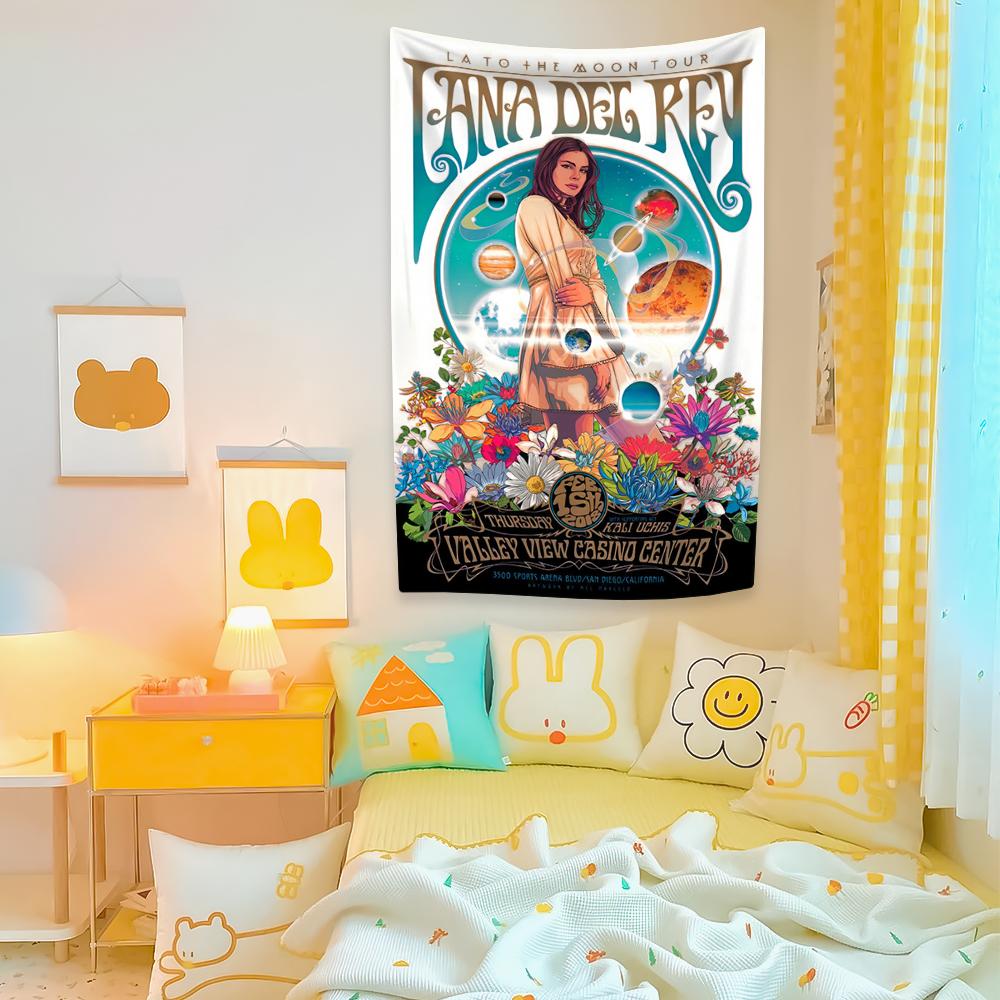 Lana Del Rey Flag Tapestry Pop Singer Poster Home Decor Aesthetics Large Fabric Wall Hanging Background Dormitory Decoration