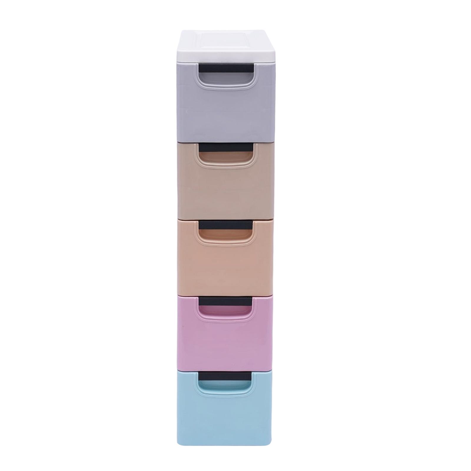 

5-Drawer Storage Cabinet PP Material Large Capacity Stable with Smooth Wheels Easy to Clean and Move for Home Organization