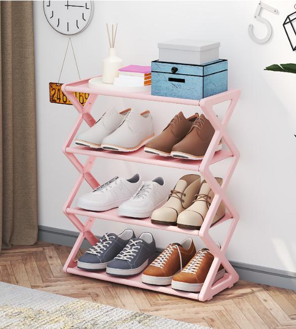 

3-Tier Stackable Shoe Rack, Foldable X-Design Plastic Organizer for Entryway Bedroom Dorm, Easy Assembly Space Saving