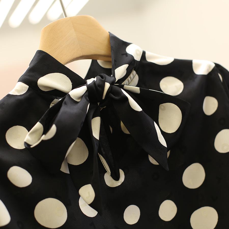 Youxizi Polka Dot Tie-Up Loose Slimming Shirt - 25 Autumn Collection