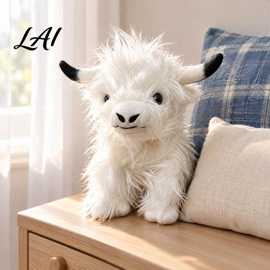 Holiday Gift for Children Highland Cow Plush Toy Soft Stuffed Animal Doll Fluffy Pillow Toddlers Kids Toddlers Cuddly Farm Decor Birthdays Holidays