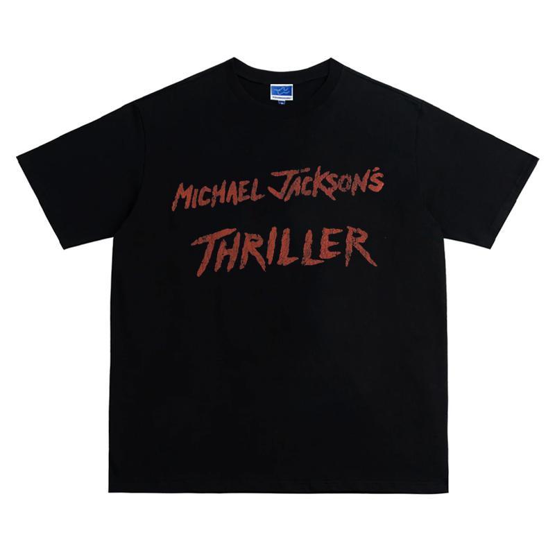 

Американская 300г Плечевая Майкл Джексон Триллер Триллер Альбом Музыка Футболки с коротким рукавом Блокбастер Винтажные Графические Футболки 4XL
