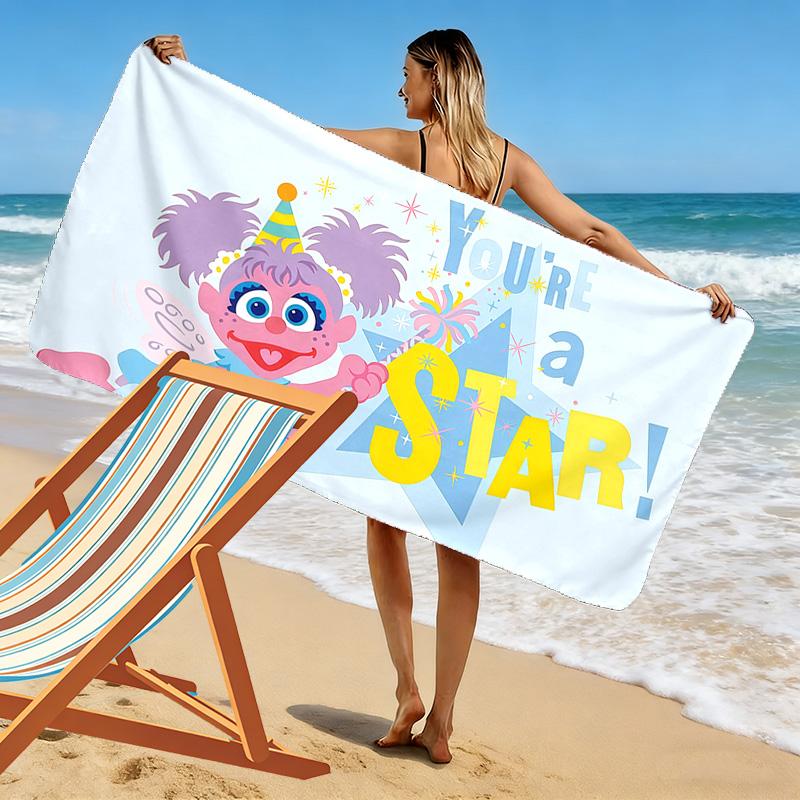 Sesame Street Print Beach Towel, Large Soft Quick Dry Towel for Beach Camping Swimming