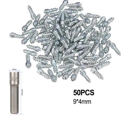 50 Pieces Tire Carbide Screw Spikes Skid Nails Anti-Slip Car Motorcycle ATV Snow Tire Spikes Hard Alloy Stud Screws