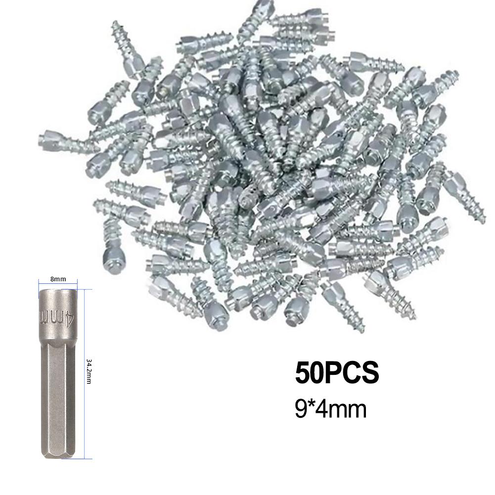 

Carbon Steel Construction Anti-Slip Nails Tire Spikes Traction Inserts 50PCS 9*4MM