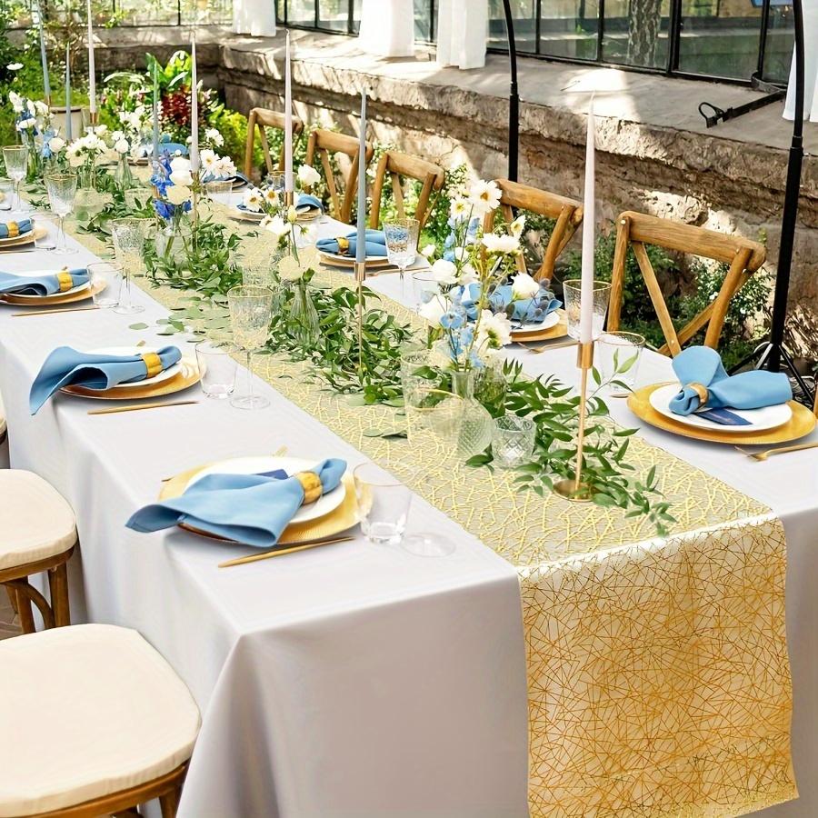 Elegant Gold Foil Mesh Table Runner - Perfect for Weddings, Parties and Festivals - Durable Polyester, Rectangle