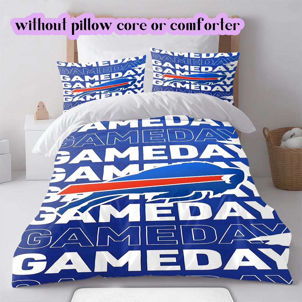 football Logo Pattern Bedding Quilt Set Quilt Cover Pillowcase Home Decoration Birthday Gift (1*duvet cover+ 2*pillowcase, without core)