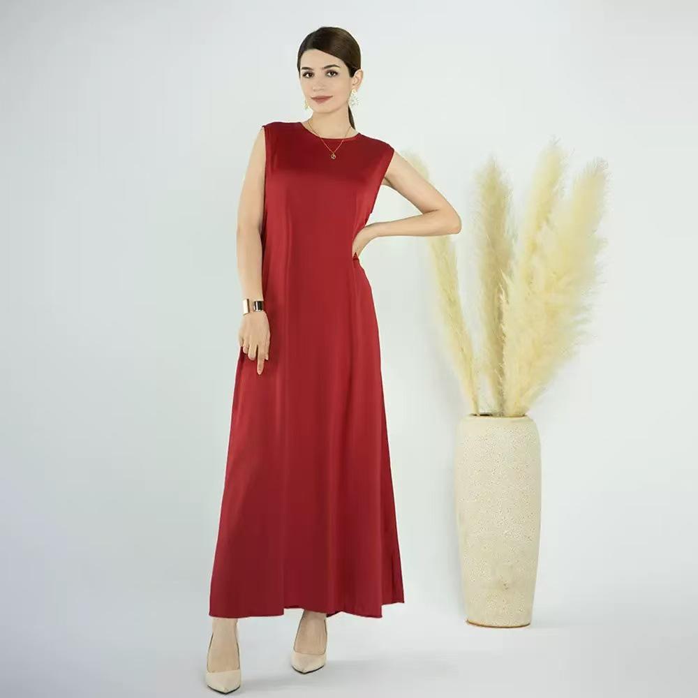 2025 Solid Color Loose Sleeveless Long Dress - European & American Style