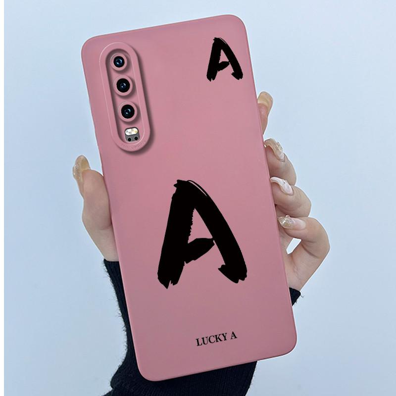 

For Huawei P30 ELE-L29 P30Pro VOG-L29 Case Cover Lucky Initial Letter Silicone Soft Phone Bumper for Huawei P30 P 30 Pro Casing Huawei P30