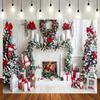 White Christmas Fireplace Photo Background Christmas Photography Background Christmas Party Banner Decoration Photo Background