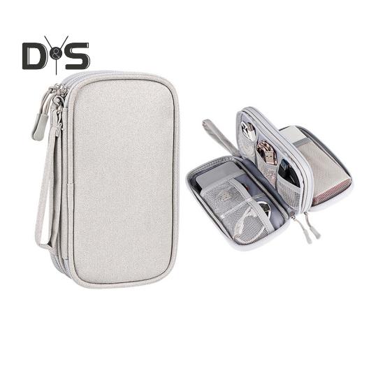 Power Bank Storage Bag Multi-purpose Carrying Case Zipper Closure Large Capacity Mesh Layer Cable Cord Storage Organizer