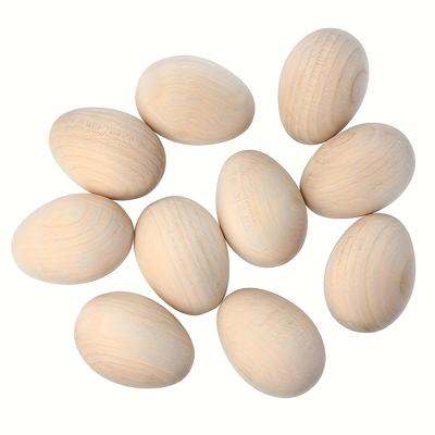 10 יחידות ביצי פסחא מעץ לא גמורות, ביצי עץ המתאימות לציור ולשרבוט, מושלמות לפרויקטי יצירה עשה זאת בעצמך לפסחא ולקישוטים לחג.