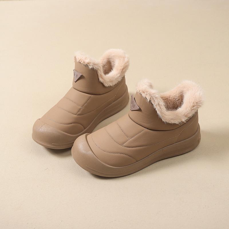2025 Winter New Snow Boots One-pedal Thick-soled Heightening Piled Thickened Cotton Shoes Versatile Fashion Casual Short Boots
