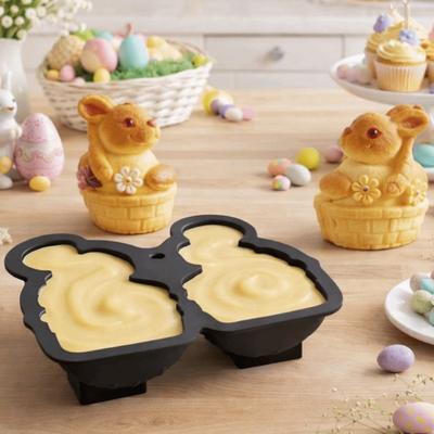Stampo in Silicone coniglio pasquale Cartone Animato Resistente al Calore Stampo per Cottura Torta Fatto a Mano Antiaderente Flessibile Stampo per Colata Resina