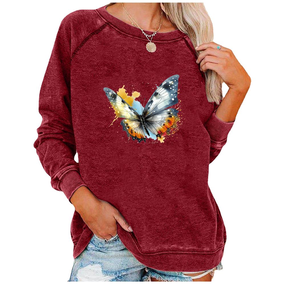 

Женская модная рубашка с принтом, женская повседневная футболка с длинным рукавом, весенне-осенняя свободная толстовка с круглым вырезом