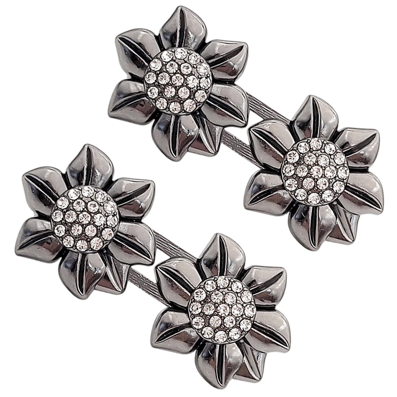

Sparkling Rhinestone Flower Adjustable Waistband Snap Button For Pants No Sew Durable Alloy Design різнокольоровий