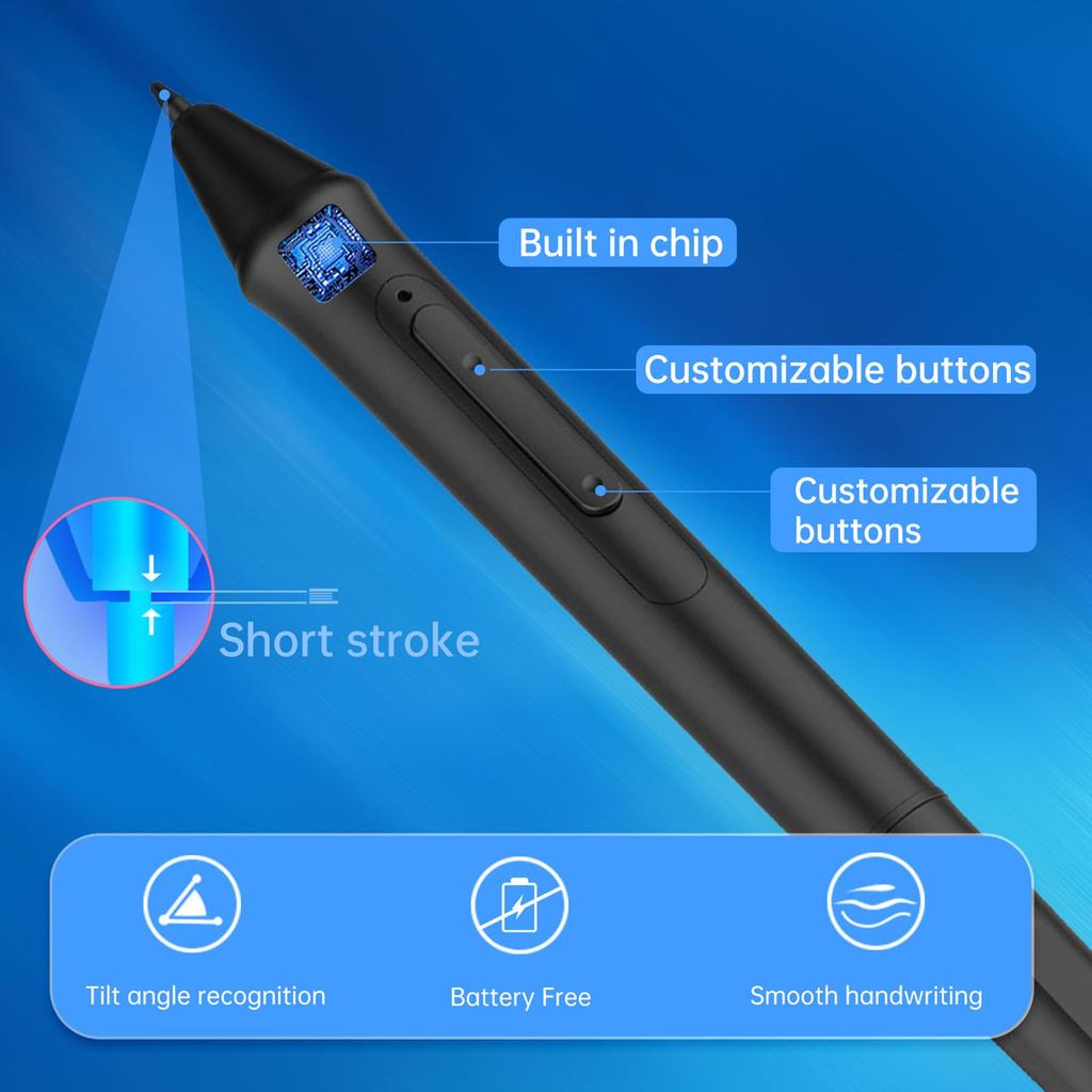 W507 No-Need Stylus Pen, 8192 Pressure Levels, with 2 Customizable Keys, Compatible with Kamvas Pro 12, Kamvas Pro 13, Kamvas Pro 16, Kamvas Pro 20