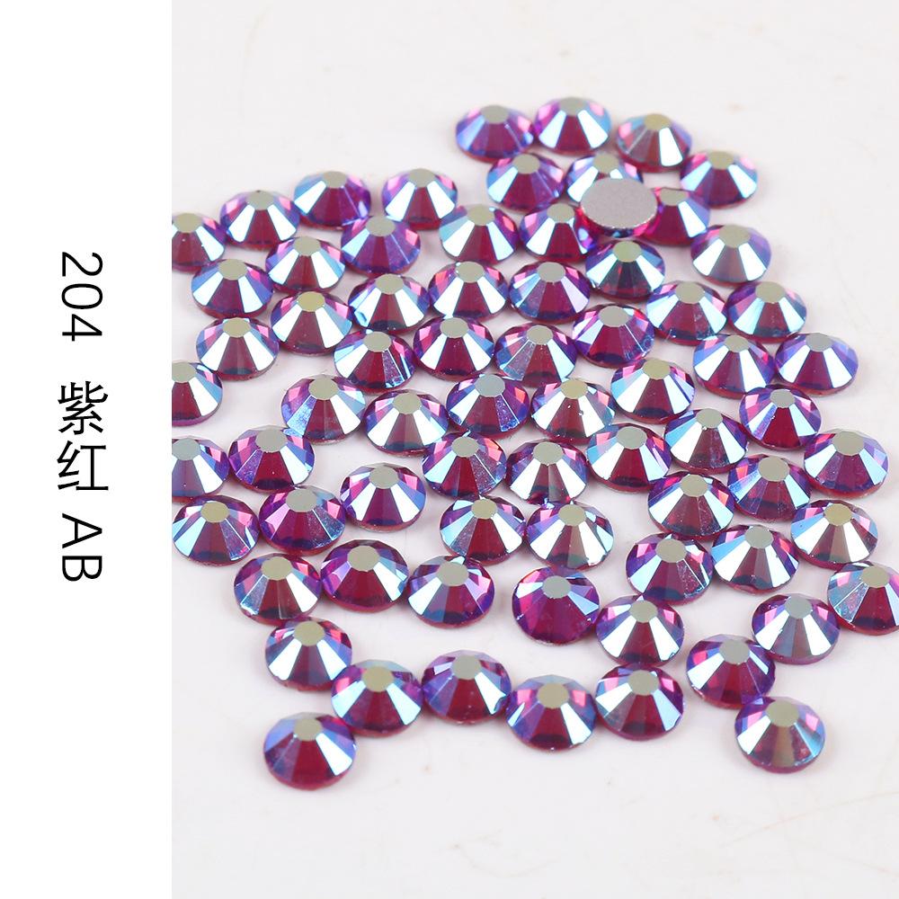 Ss3-Ss30 Strass Ab Colorés Verre Fond Plat Strass Diamant Cristal Coloré Rond Autocollant Manucure Diy Diamant