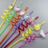 26cm Creative Sequined Fruit Straw Plastic Helical Drinking Straws Wedding Birthday Decor Reusable Straw Kid Straws Drink Items