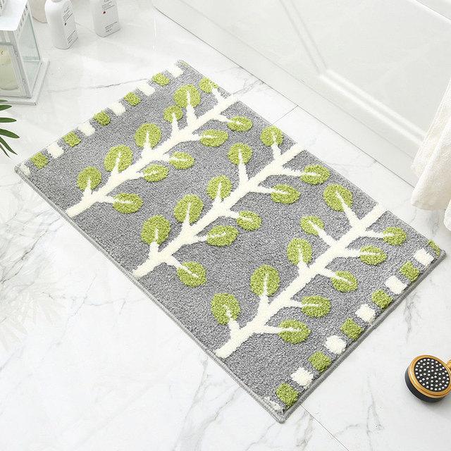 Anti Slip Floor Mat New Leaf Pattern Soft Bathroom Mat Quality Home Decor Absorbent Bedroom Hallway Toilet Rug Bath Mat