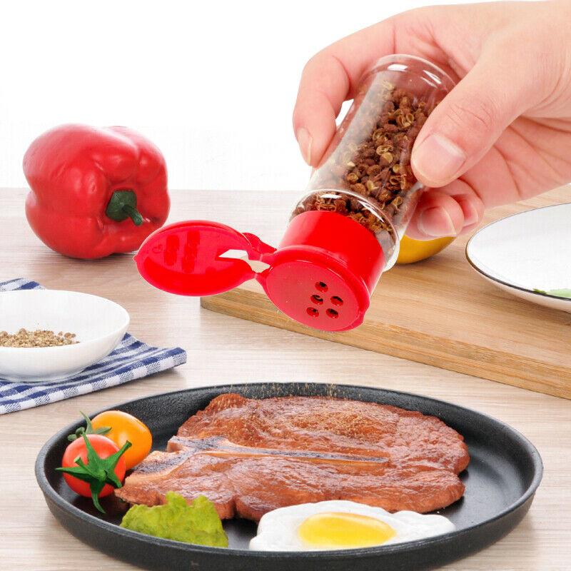 10Pcs Kitchen Salt Pepper Shakers 60/100Ml Plastic Empty Seasoning Storage Bottle