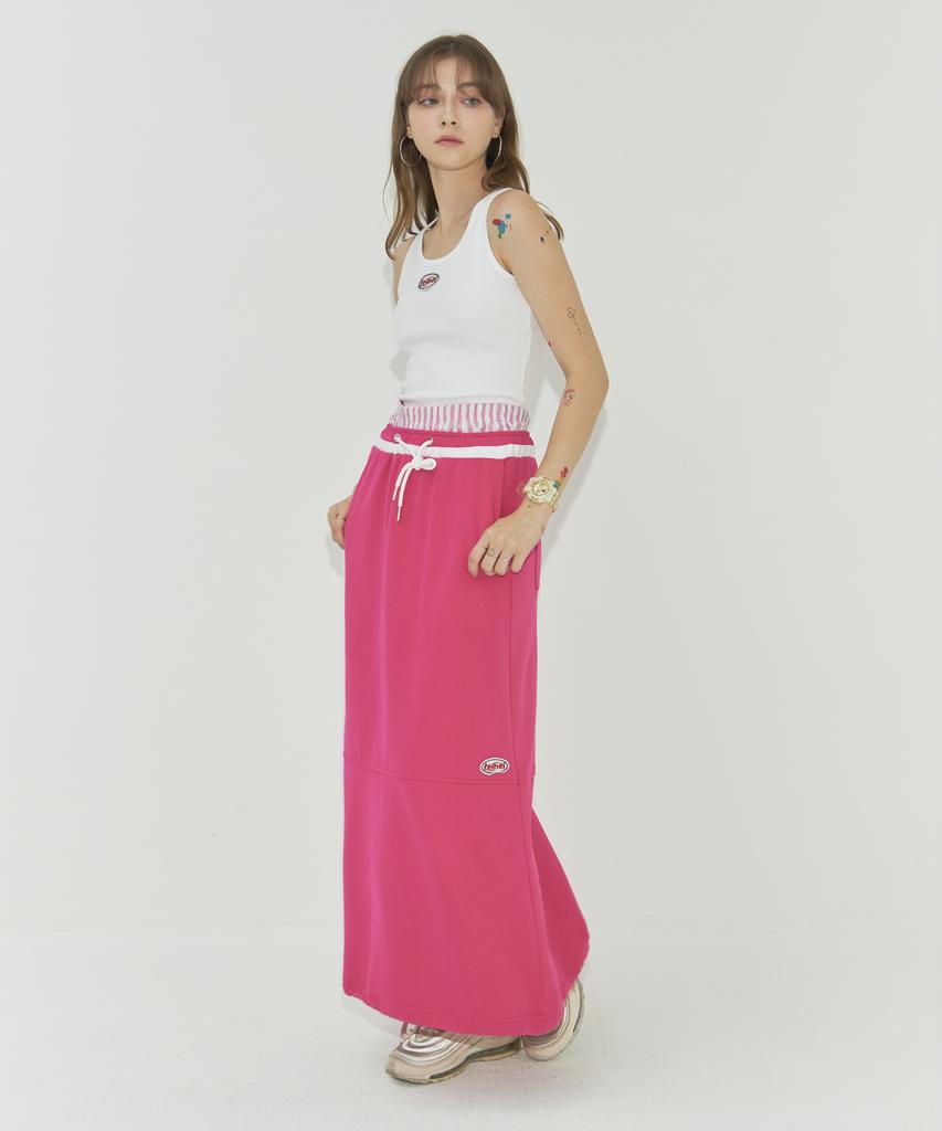 FEIHEI String Sweat Long Skirt Pink