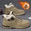 Fleece men's shoes winter new rotating button Martin shoes men's tooling shoes men's casual sports cotton shoes