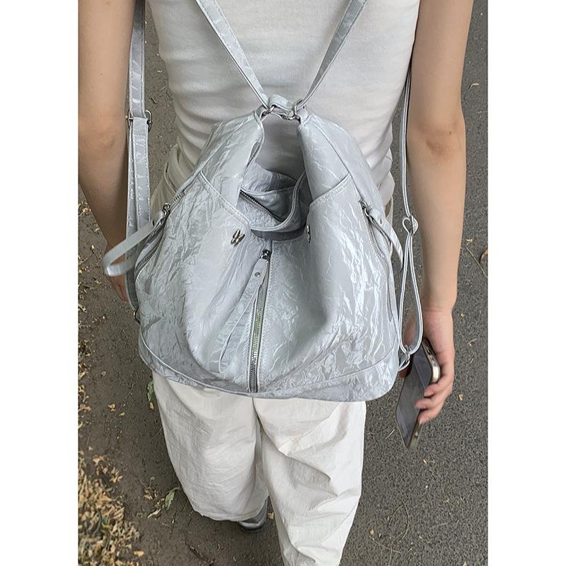 

Women s bag summer high-end underarm bag 2025 new simple large-capacity tote bag multi-functional shoulder backpack серебряный