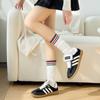 Double-Needle Combed Cotton Color Matching Color Striped Medium Tube Socks Women'S Jk Knee Calf Socks Japanese College Style