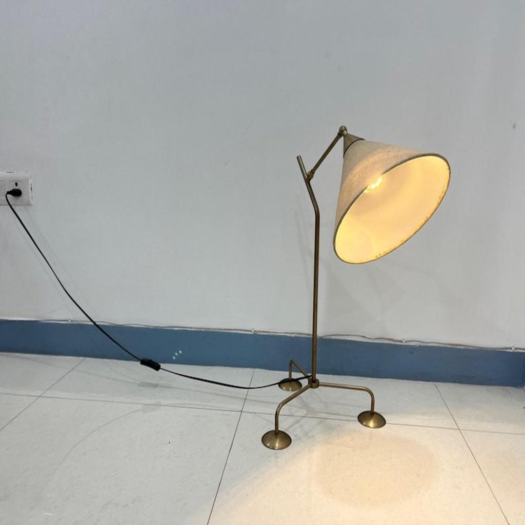 Table Lamp Light Home Office Room Décor Lighting Shade Fabric and Raw Brass Lamp Light