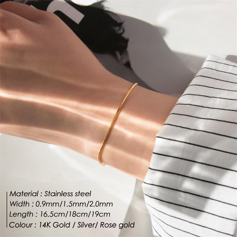 Guldpläterat armband med ormlänk i rostfritt stål för män och kvinnor - Japansk och koreansk stil, trendig och enkel design