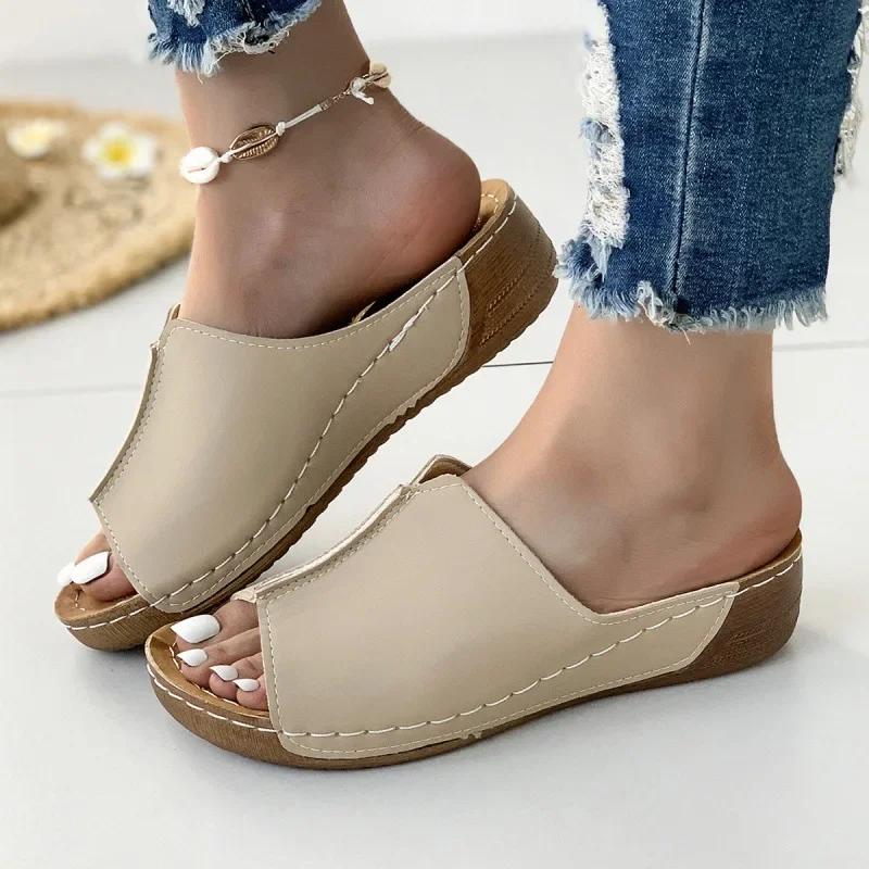 

Fashion summer New Open Toe Women s fashion Breathable Wedge Sandals White Summer FashionComfortable Sandals 43