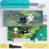 1 Large Cute Black Cat Reading Printed Nonslip Stitched Edge Desk Mat For Gaming Office Home