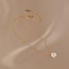 French Vintage Shell Flower Necklace Minimalist Pendant Collarbone Chain Women's Elegant Fashion Jewelry Trendy Accessory