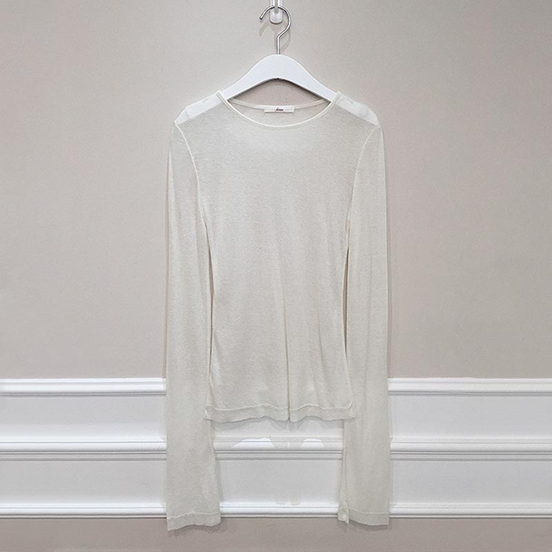 Dámské univerzální zakrývací tričko s dlouhým rukávem a kulatým výstřihem, základní vrstva, tenké, mírně průsvitné, pohodlný pletený top
