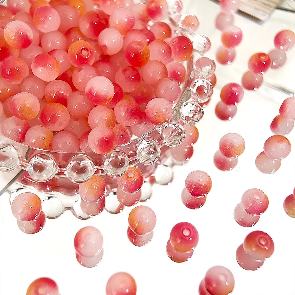 100pcs Glass Gradient Beads Multi Color Round 8mm Loose Spacer Beads for DIY Craft Bracelet Necklace Jewelry Making Findings