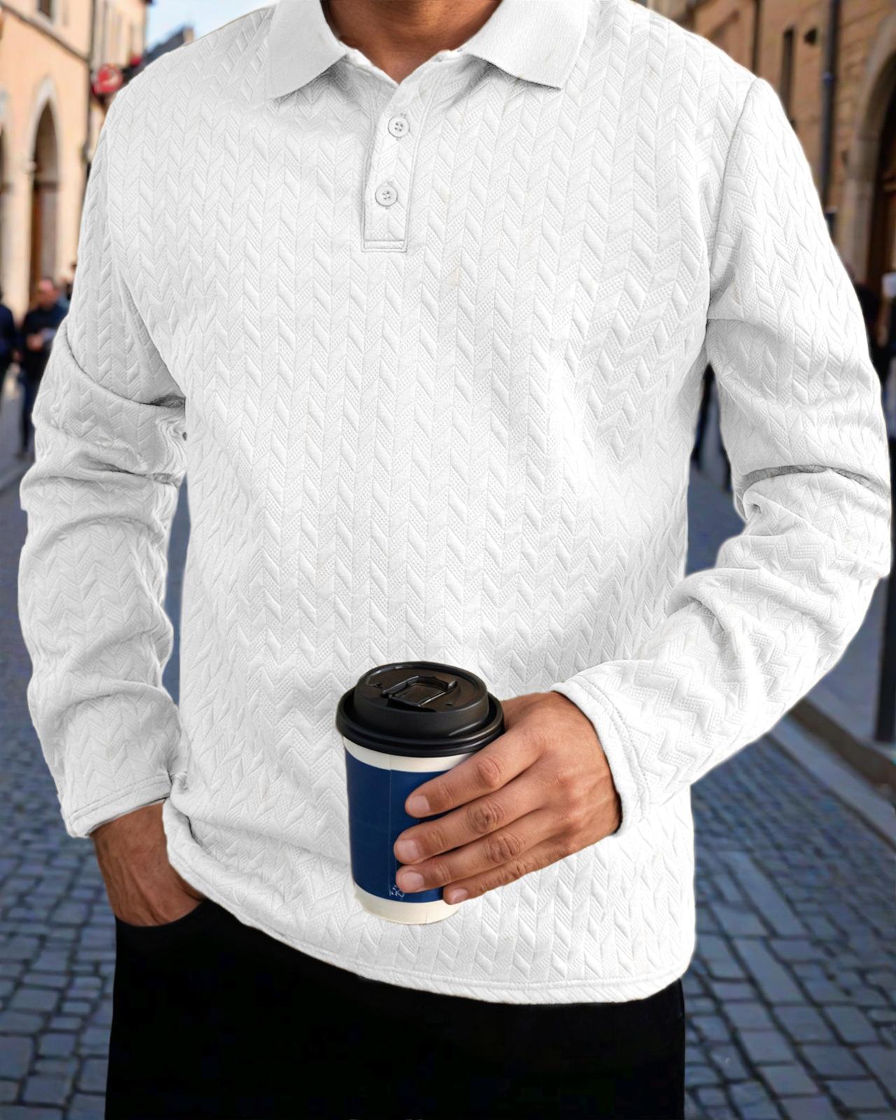 

Spring and Autumn POLO Shirt Thread Collar Men s Casual Sports T Shirt S білий