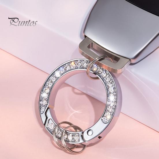 Key Ring Double-sided Rhinestone Compressible Spring Exquisite Portable Multipurpose Decorate Zinc Alloy Spring Keyring Key Chain Buckle Car Accessory