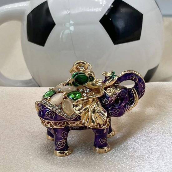 Rhinestone Elephant Keychain Vintage Animal Charm Key Ring Pendant Backpack Bag Purse Decoration Accessory Party Favors